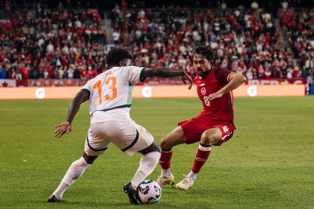 Toronto, Ontario, Canada, Jun 10th 2025 Jereme Boga (13 Ivory Coast) in action during the Canadian Shield International Friendly, Länderspiel, Nationalmannschaft game between Canada and Ivory Coast at BMO Field in Toronto, Canada (EDITORIAL USAGE ONLY). (Curtis Wong SPP) Copyright: xCurtisxWongx xSPPx spp-en-CuWoSp-2025-06-10 Canada v Ivory Coast-62