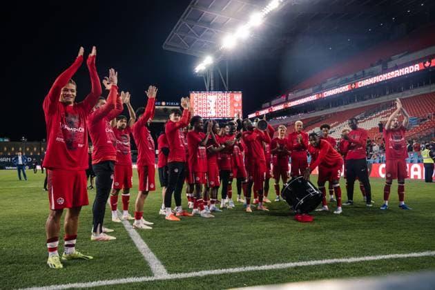 Toronto, Ontario, Canada, Jun 10th 2025 Canada celebrates championship during the Canadian Shield International Friendly, Länderspiel, Nationalmannschaft game between Canada and Ivory Coast at BMO Field in Toronto, Canada (EDITORIAL USAGE ONLY). (Curtis Wong SPP) Copyright: xCurtisxWongx xSPPx spp-en-CuWoSp-2025-06-10 Canada v Ivory Coast-102