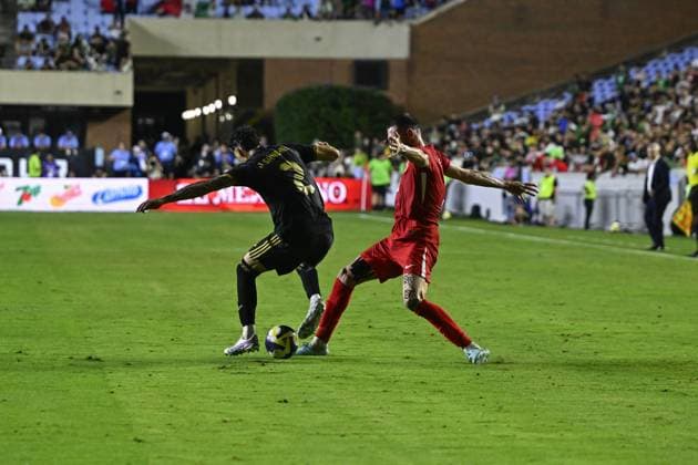 Turkiye v Mexico - friendly match NORTH CAROLINA, UNITED STATES - JUNE 10: Merih Demiral (3) of Turkiye in action against Jorge Sánchez (2) of Mexico during the friendly match between Turkiye and Mexico at Kenan Memorial Stadium at Chapel Hill, North Carolina, United States on June 10, 2025. Celal Gunes Anadolu North Carolina United States. Editorial use only. Please get in touch for any other usage.  Copyright: x2025xAnadoluxCelalxGunesx