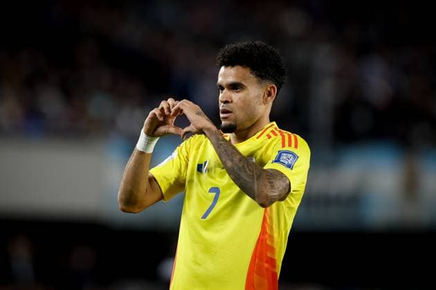 June 10, 2025, Buenos Aires, Buenos Aires, Argentina: Luis Diaz of Colombia celebrate during the match between Argentina vs Colombia as part of 2026 FIFA World Cup, WM, Weltmeisterschaft, Fussball Qualifiers at Mas Monumental Stadium, on June 10 2025 in Buenos Aires, Argentina Buenos Aires Argentina - ZUMAt163 20250610_zsp_t163_010 Copyright: xRobertoxTuerox