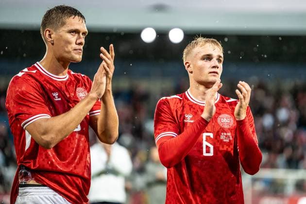 Denmark v Lithuania, football friendly, Odense, Denmark Odense, Denmark. 10th, June 2025. Jannik Vestergaard and Victor Froholdt (6) of Denmark seen after the football friendly between Denmark and Lithuania at Odense Stadion in Odense. Denmark, Odense  Copyright: xGonzalesxPhoto NicolaixBethelsenx