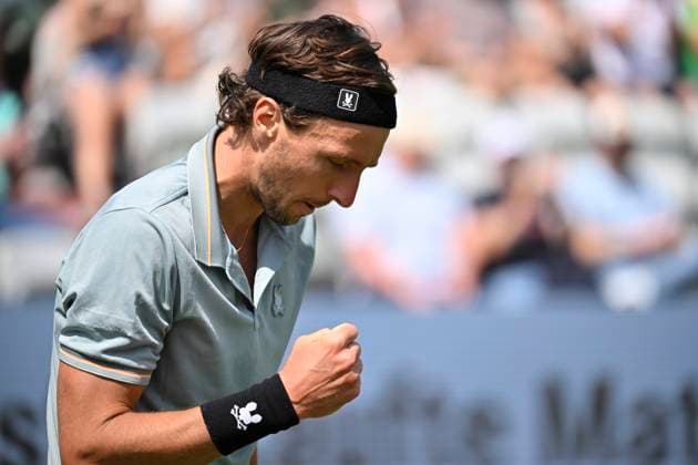 Arthur Rinderknech FRA jubilation, joy, emotion, emotional, cheers, happiness, happy, tennis men BOSS Open ATP 250 Stuttgart 2025 Weissenhof BOSS Open ATP 250 Stuttgart 2025