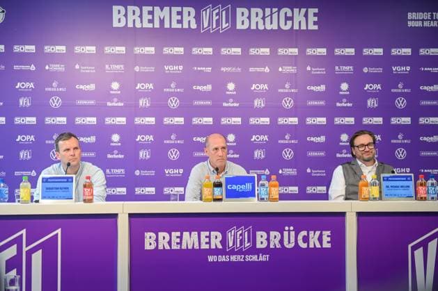 Vorstellung des neuen Direktors Fußball beim VfL Osnabrück am 11.06.2025 an der Bremer Brücke in Osnabrück Joe Enochs wird als Direktors Fußball beim VfL Osnabrück vorgestellt. Geschaeftsfuehrer Michael Welling (Osnabrueck) MT