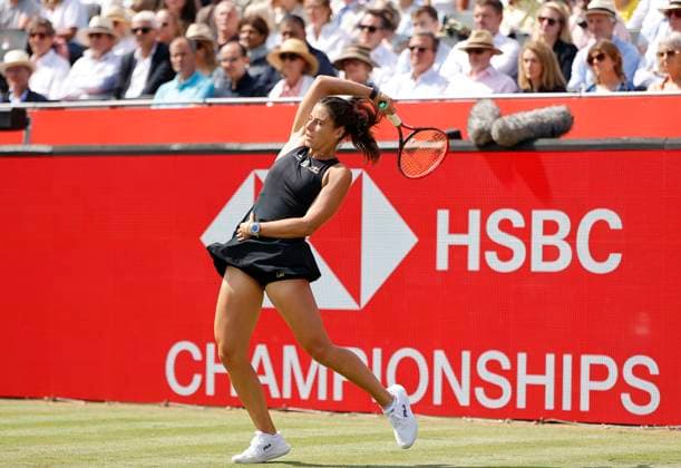 11th June 2025; HSBC Championships, Queen s Club, West Kensington, London, England: HSBC Womens Championships queens Club, Day 3, Emma Navarro (USA) plays a forehand shot against Beatriz Haddad Maia (BRA)  ActionPlus12800281 HongboxChen
