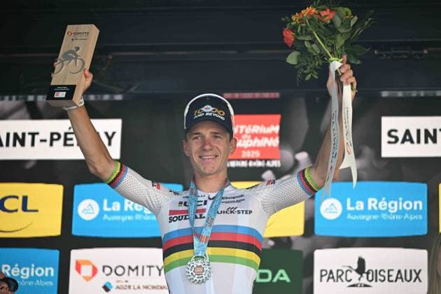 Cycling, Criterium du Dauphine, 4th stage, Remco Evenepoel wins the individual time trial
