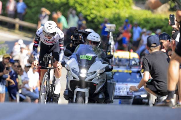 POGA?AR Tadej, UAE Team Emirates - XRG, during the Criterium du Dauphine 2025, Cycling event, Stage 4, Individual Time Trial, Charmes-sur-Rhone > Saint-Peray (17,4 Km) on 11 June 2025 in Saint-Peray, France - during Criterium du Dauphine 2025 - Stage 4, Street Cycling race in France, France, June 11 2025  Copyright: xStefanoxCavasino IPAxSportx xipa-agency.netx xx IPA_58923724 IPA_Agency_IPA58923724