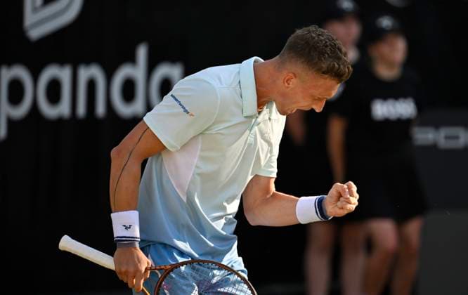 Jiri Lehecka CZE jubilation, joy, emotion, emotional, cheers, lucky, happy, tennis men BOSS Open ATP 250 Stuttgart 2025 Weissenhof BOSS Open ATP 250 Stuttgart 2025