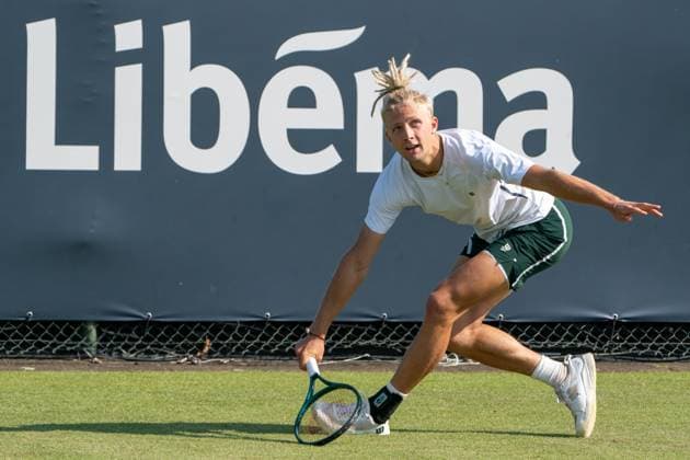 2025-06-11 2025 Libema Open Grass Court Championships Autotron ROSMALEN, NETHERLANDS - JUNE 11: Mark Lajal of Estonia during the 2025 Libema Open Grass Court Championships at Autotron on June 11, 2025 in Rosmalen, Netherlands. Rosmalen Autotron Netherlands Content not available for redistribution in The Netherlands directly or indirectly through any third parties. Copyright: xMarleenxFouchierx