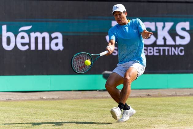 2025-06-11 2025 Libema Open Grass Court Championships ROSMALEN, NETHERLANDS - JUNE 11: Mackenzie Mcdonald of United States of America during Day Three of 2025 Libema Open Grass Court Championships at Autotron on June 11, 2025 in Rosmalen, Netherlands. Rosmalen Autotron Netherlands Content not available for redistribution in The Netherlands directly or indirectly through any third parties. Copyright: xJorisxVerwijstx