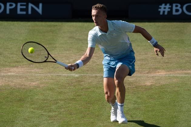 Jiri Lehecja Action, Forehand, Jan Lennard Struff vs Jiri Lehecja, Tennis, ATP Tournament, Boss Open, Center Court, Round of 16, 11 06 2025, Jan Lennard Struff vs Jiri Lehecja, Tennis, ATP Tournament, Boss Open, Center Court, Round of 16, 11 06 2025, Stuttgart Copyright: xEibner-Pressefoto EdwardxCheungx EP_ECG
