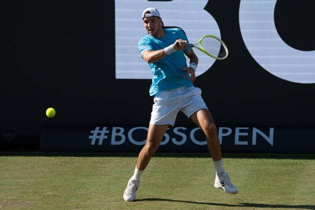 Jan Lennard Struff action, forehand, Jan Lennard Struff vs Jiri Lehecja, Tennis, ATP Tournament, Boss Open, Center Court, Round of 16, 11 06 2025, Jan Lennard Struff vs Jiri Lehecja, Tennis, ATP Tournament, Boss Open, Center Court, Round of 16, 11 06 2025, Stuttgart Copyright: xEibner-Pressefoto EdwardxCheungx EP_ECG
