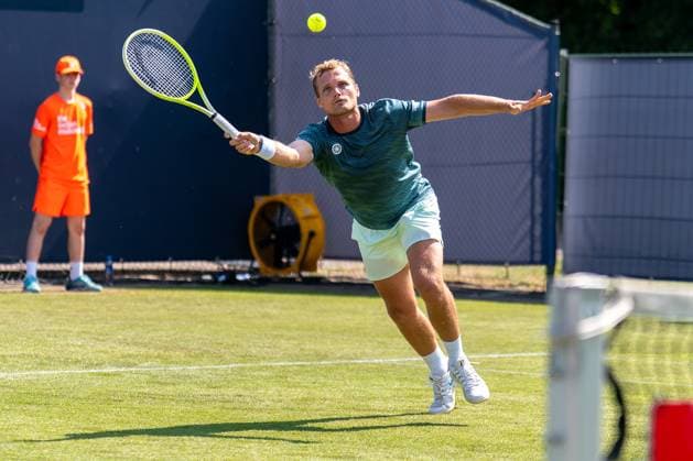 2025-06-11 2025 Libema Open Grass Court Championships ROSMALEN, NETHERLANDS - JUNE 11: Bart Stevens of the Netherlands in action during Day Three of 2025 Libema Open Grass Court Championships at Autotron on June 11, 2025 in Rosmalen, Netherlands. (Photo by Joris Verwijst BSR Agency) Rosmalen Netherlands Content not available for redistribution in The Netherlands directly or indirectly through any third parties. Copyright: xBSRxAgencyx