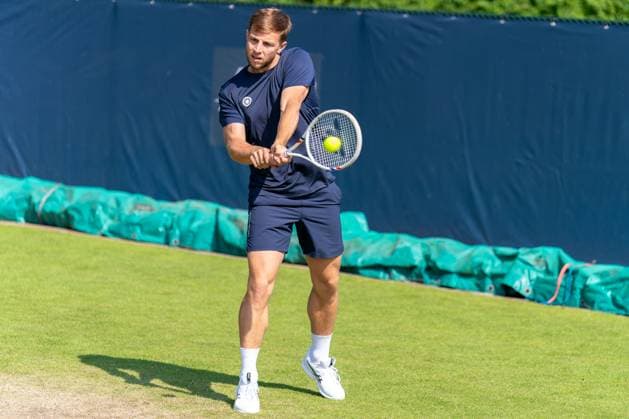 2025-06-11 2025 Libema Open Grass Court Championships ROSMALEN, NETHERLANDS - JUNE 11: Tallon Griekspoor of the Netherlands in action during Day Three of 2025 Libema Open Grass Court Championships at Autotron on June 11, 2025 in Rosmalen, Netherlands. (Photo by Joris Verwijst BSR Agency) Rosmalen Netherlands Content not available for redistribution in The Netherlands directly or indirectly through any third parties. Copyright: xBSRxAgencyx