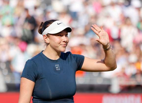11th June 2025; HSBC Championships, Queen s Club, West Kensington, London, England: HSBC Womens Championships Queens Club, Day 3; Amanda Anisimova (USA) celebrates her victory after defeating Sonay Kartal (GBR)  ActionPlus12800326 HongboxChen