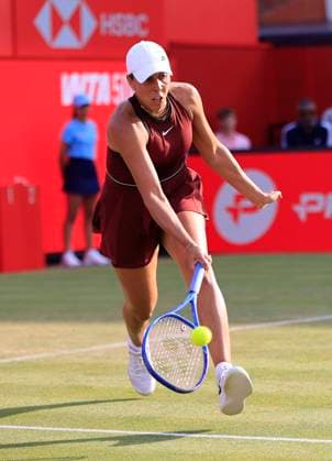 11th June 2025; HSBC Championships, Queen s Club, West Kensington, London, England: HSBC Womens Championships Queens Club, Day 3; Madison Keys (USA) plays a forehand shot against Anastasia Zakharova  ActionPlus12800332 HongboxChen