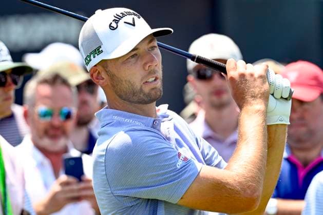 Sam Burns tees off on the 15 hole during a practice round for the 125th U.S. Open Golf Championship at Oakmont Country Club in Oakmont, Pennsylvania on Wednesday, June 11, 2025. The tournament will take place from June 12 to June 15, 2025.  PIT2025061211217 ARCHIExCARPENTER