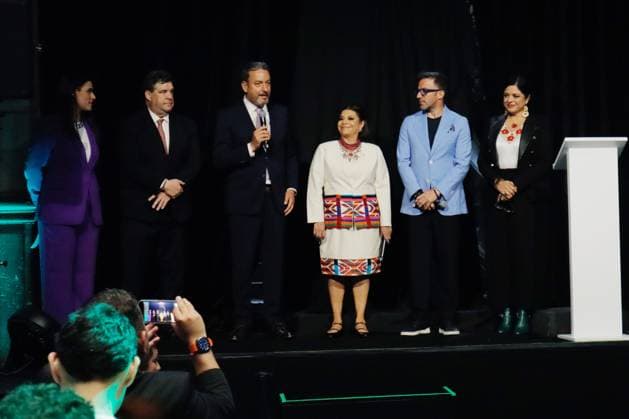 2026 FIFA World Cup, WM, Weltmeisterschaft, Fussball Countdown Clock Unveiling Ceremony Director of the Banorte stadium Felix Aguirre, FIFA Mexico Director Jürgen Mainka, Head of Government of Mexico City, Clara Brugada Molina, FIFA Ambassador Alessandro Del Piero and Minister of Tourism of Mexico City Alejandra Frausto Guerrero during the ceremony of the Unveilin the countdown clock for the 2026 FIFA World Cup, at Casa Prim. on June 11, 2025 in Mexico City, Mexico. (Photo by Carlos Santiago Eyepix Group) Copyright: xCarlosxSantiago xEyepixxGroupx CS_11062025_158639