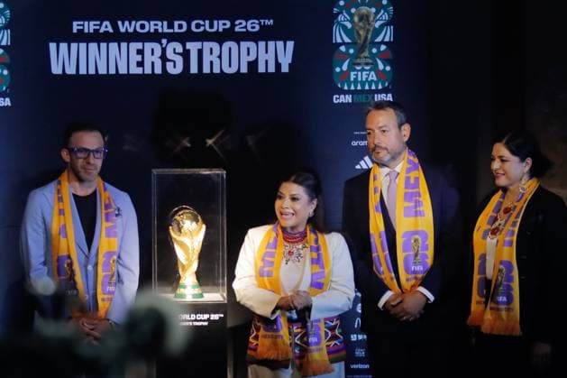 2026 FIFA World Cup, WM, Weltmeisterschaft, Fussball Countdown Clock Unveiling Ceremony FIFA Mexico Director Jürgen Mainka, Head of Government of Mexico City, Clara Brugada Molina, FIFA Ambassador Alessandro Del Piero and Minister of Tourism of Mexico City Alejandra Frausto Guerrero during the ceremony of the Unveilin the countdown clock for the 2026 FIFA World Cup, at Casa Prim. on June 11, 2025 in Mexico City, Mexico. (Photo by Carlos Santiago Eyepix Group) Copyright: xCarlosxSantiago xEyepixxGroupx CS_11062025_158656