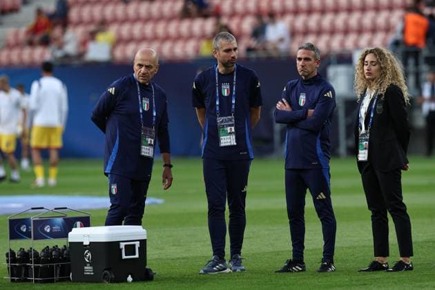 during the UEFA Under 21 Slovakia 2025 match between Italy U21, U 21 1-0 Romania U21 at Malatinsky Stadium Stadium on June 11, 2025 in Trnava, Slovakia. Noxthirdxpartyxsales  (294654488)