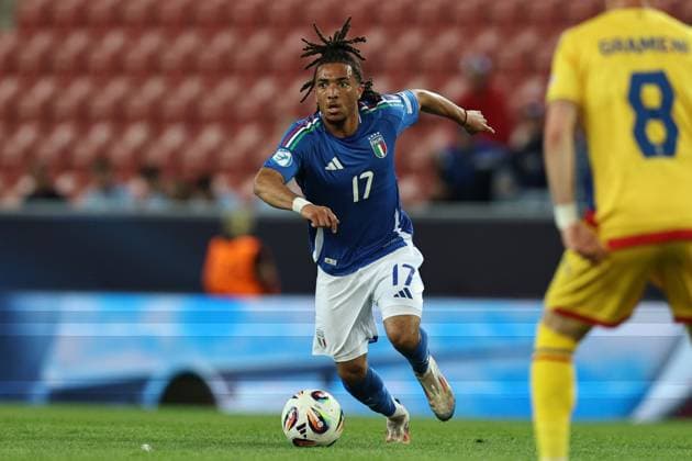 Luca Koleosho (Italy U21, U 21 during the UEFA Under 21 Slovakia 2025 match between Italy U21 1-0 Romania U21 at Malatinsky Stadium Stadium on June 11, 2025 in Trnava, Slovakia. Noxthirdxpartyxsales  (294654618)