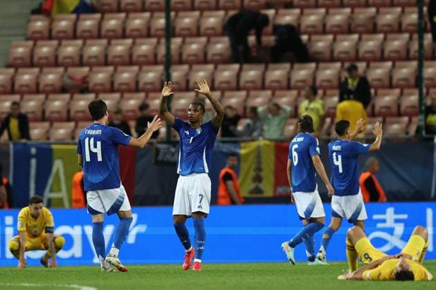 Cher Ndour (Italy U21, U 21 Giovanni Fabbian (Italy U21) during the UEFA Under 21 Slovakia 2025 match between Italy U21 1-0 Romania U21 at Malatinsky Stadium Stadium on June 11, 2025 in Trnava, Slovakia. Noxthirdxpartyxsales  (294654822)
