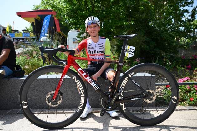 Criterium du Dauphine 2025 Stage 5 MACON, FRANCE - JUNE 12 : Meintjes Louis (RSA) of Intermarche - Wanty during stage 5 of the 77th edition of Criterium du Dauphine Libere an UCI World Tour 2.UWT cycling road race stage for Men Elite of 183 km with start in Saint-Priest and finish in Macon on June 12, 2025 in Macon, France, 12 06 2025 ( Motordriver Kenny Verfaillie - Macon France  Copyright: xVincentxKalutx