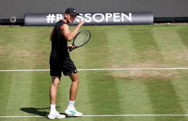 BAU Stuttgart Tennis , BOSS Open, Justin Engel GER cheers and clenches his fist