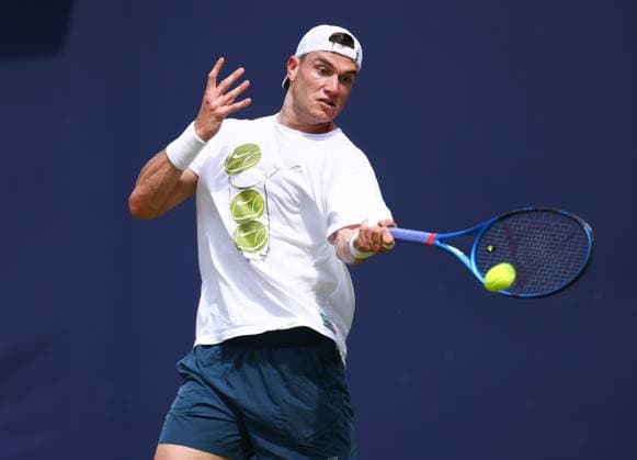 HSBC Tennis Championships, Day Four, Queens Club, London, UK - 12 Jun 2025 British Number one Jack Draper practises at the Queens club ahead of the 2025 HSBC Championships London Queens Club London GBR, UK NEWSPAPERS OUT Copyright: xMarkxGreenwoodx