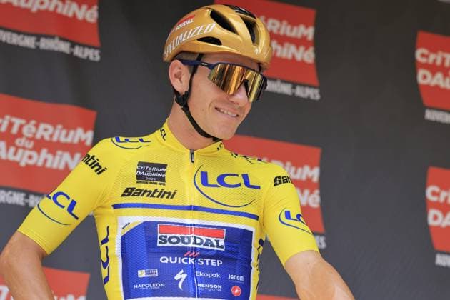 Remco EVENEPOEL, Soudal Quick-Step, during the presentation team, during the Criterium du Dauphine 2025, Cycling event, Stage 5, Saint-Priest > Macon (183 Km) on 12 June 2025 in Macon, France - during Criterium du Dauphine 2025 - Stage 5, Street Cycling race in France, France, June 12 2025  Copyright: xStefanoxCavasino IPAxSportx xipa-agency.netx xx IPA_58956256 IPA_Agency_IPA58956256