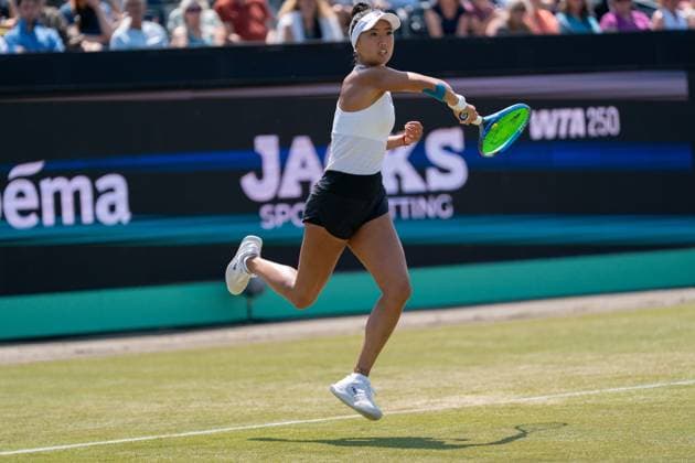 2025-06-12 2025 Libema Open Grass Court Championships Autotron ROSMALEN, NETHERLANDS - JUNE 12: Ann Li of The USA during the 2025 Libema Open Grass Court Championships at Autotron on June 12, 2025 in Rosmalen, Netherlands. Rosmalen Autotron Netherlands Content not available for redistribution in The Netherlands directly or indirectly through any third parties. Copyright: xMarleenxFouchierx