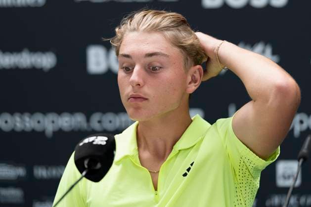 Justin Engel Germany at the press conference after his victory against Alex Michelsen USA and the associated entry into the quarter-finals 12 06 2025, Tennis, Boss Open ATP 250, GER, Stuttgart, TC Weissenhof Copyright: HMBxMedia xHeikoxBecker