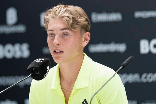Justin Engel Germany at the press conference after his victory against Alex Michelsen USA and the associated entry into the quarter-finals 12 06 2025, Tennis, Boss Open ATP 250, GER, Stuttgart, TC Weissenhof Copyright: HMBxMedia xHeikoxBecker
