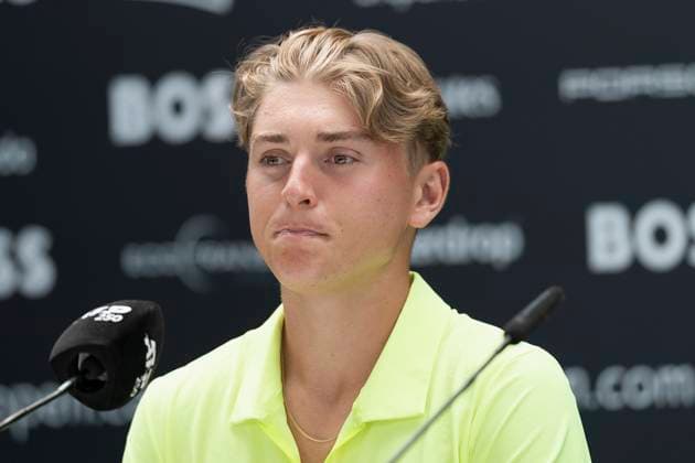 Justin Engel Germany at the press conference after his victory against Alex Michelsen USA and the associated entry into the quarter-finals 12 06 2025, Tennis, Boss Open ATP 250, GER, Stuttgart, TC Weissenhof Copyright: HMBxMedia xHeikoxBecker