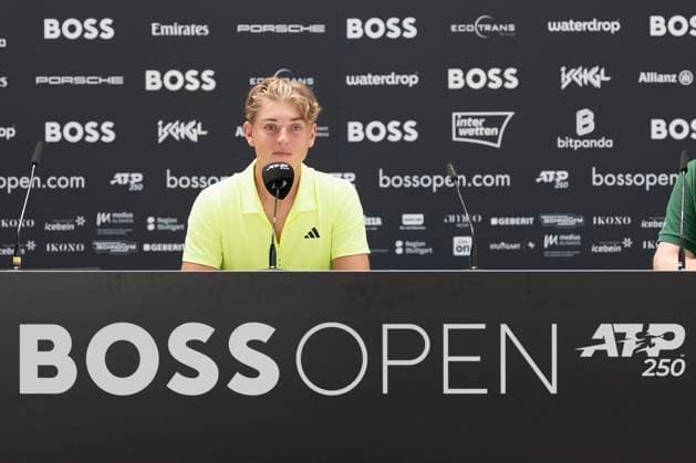 Justin Engel Germany at the press conference after his victory against Alex Michelsen USA and the associated entry into the quarter-finals 12 06 2025, Tennis, Boss Open ATP 250, GER, Stuttgart, TC Weissenhof Copyright: HMBxMedia xHeikoxBecker