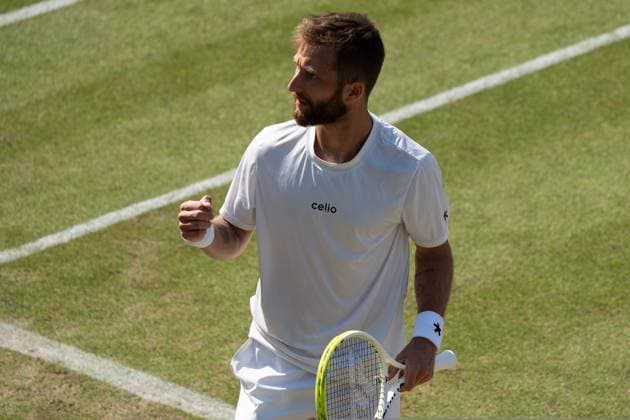 Corentin Moutet emotions, cheering, Alexander Zverev vs Corentin Moutet, Tennis, ATP Tournament, Boss Open, Center Court, Round of 16, 12 06 2025, Alexander Zverev vs Corentin Moutet, Tennis, ATP Tournament, Boss Open, Center Court, Round of 16, 12 06 2025, Stuttgart Copyright: xEibner-Pressefoto EdwardxCheungx EP_ECG