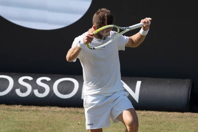 Corentin Moutet angry, Emotions, Alexander Zverev vs Corentin Moutet, Tennis, ATP Tournament, Boss Open, Center Court, Round of 16, 12 06 2025, Alexander Zverev vs Corentin Moutet, Tennis, ATP Tournament, Boss Open, Center Court, Round of 16, 12 06 2025, Stuttgart Copyright: xEibner-Pressefoto EdwardxCheungx EP_ECG