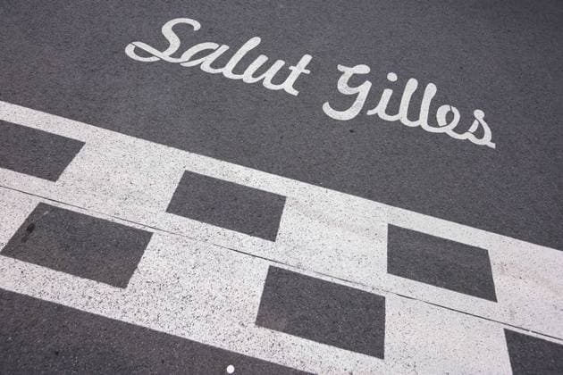 F1 - CANADIAN GRAND PRIX 2025 Ilustration of ˜Salut Gilles™ on the tarmac of the track during the Formula 1 Pirelli Grand Prix du Canada 2025, 10th round of the 2025 FIA Formula One World Championship, WM, Weltmeisterschaft from June 14 to 16, 2025 on the Circuit Gilles Villeneuve, in MontrÃ al, Canada - MontrÃ alCanada  Copyright: xEricxAlonsox