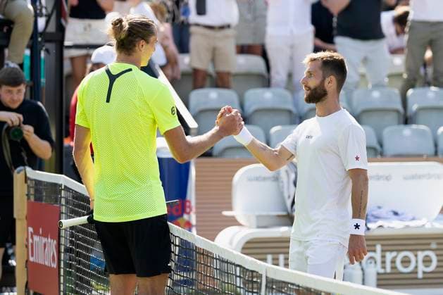 Alexander Zverev Germany and Corentin Moutet France 12 06 2025, Tennis, Boss Open ATP 250, GER, Stuttgart, TC Weissenhof Copyright: HMBxMedia xHeikoxBecker