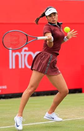12th June 2025; HSBC Championships, Queen s Club, West Kensington, London, England: HSBC Womens Championships Queens Club, Day 4; Emma Raducanu (GBR) plays a forehand shot against Rebecca Sramkova (SLO)  ActionPlus12800430 HongboxChen