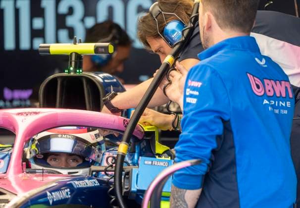 June 12, 2025, Montreal, Qc, CANADA: Alpine driver Franco Colapinto, of Argentina, sits in his car as a crew member works on it during the open house at the Canadian Grand Prix Thursday, June 12, 2025 in Montreal. Canada News - June 12, 2025  - ZUMAc35_ 20250612_zaf_c35_011 Copyright: xChristinnexMuschix