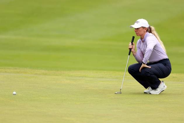 Meijer LPGA, Golf Damen Classic for Simply Give BELMONT, MICHIGAN - JUNE 12: Bronte Law of Stockport, England lines up her putt on the 3rd green during the first round of the Meijer LPGA Classic for Simply Give golf tournament at Blythefield Country Club in Belmont, MI, USA Thursday, June 12, 2025. Belmont Michigan United States  Copyright: xAmyxLemusx originalFilename:lemus-meijerlp250612_npfRS.jpg