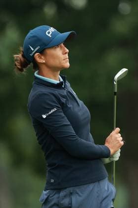 Meijer LPGA, Golf Damen Classic BELMONT, MICHIGAN-JUNE 12: Azahara Munoz of Spain plays her tee shot on the 11th hole during the first round of the Meijer LPGA Classic for Simply Give golf tournament at Blythefield Country Club in Belmont, MI, USA Thursday, June 12, 2025. Belmont Michigan United States  Copyright: xJorgexLemusx originalFilename:lemus-meijerlp250612_npI4Y.jpg