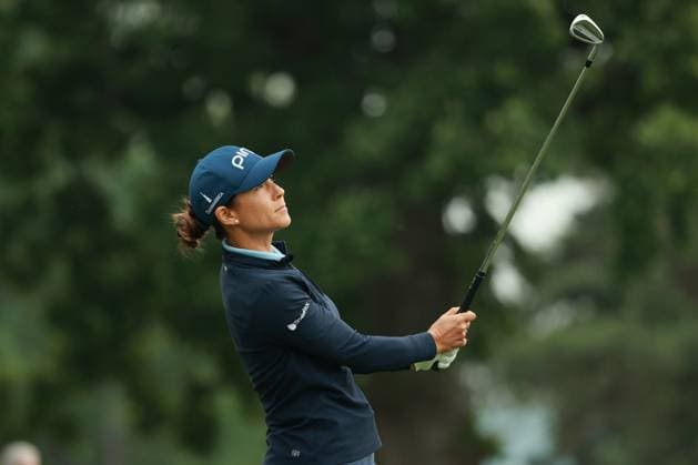 Meijer LPGA, Golf Damen Classic BELMONT, MICHIGAN-JUNE 12: Azahara Munoz of Spain plays her tee shot on the 11th hole during the first round of the Meijer LPGA Classic for Simply Give golf tournament at Blythefield Country Club in Belmont, MI, USA Thursday, June 12, 2025. Belmont Michigan United States  Copyright: xJorgexLemusx originalFilename:lemus-meijerlp250612_npStI.jpg