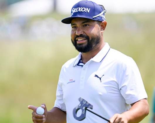 J.J. Spaun reacts after putting on the eighth green during the first round of the 125th U.S. Open Golf Championship at Oakmont Country Club in Oakmont, Pennsylvania on Thursday, June 12, 2025. Spaun finished the day at four-under-par.  PIT20250612706 ARCHIExCARPENTER