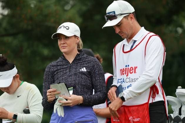 Meijer LPGA, Golf Damen Classic BELMONT, MICHIGAN-JUNE 12: Cassie Porter of Australia prepares to play her tee shot on the 11th hole during the first round of the Meijer LPGA Classic for Simply Give golf tournament at Blythefield Country Club in Belmont, MI, USA Thursday, June 12, 2025. Belmont Michigan United States  Copyright: xJorgexLemusx originalFilename:lemus-meijerlp250612_npZw9.jpg
