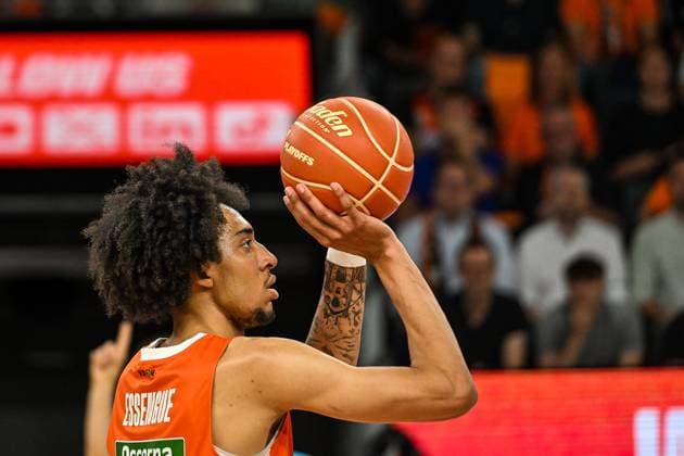 GER, BBL, Playoffs, ratiopharm Ulm vs FIT One Würzburg Baskets 12 06 2025, ratiopharm arena, New Ulm, GER, BBL, Playoffs, ratiopharm Ulm vs FIT One Würzburg Baskets, in the picture Noa Essengue Ulm, 12 nordphotoxGmbHx xHafner nph00200