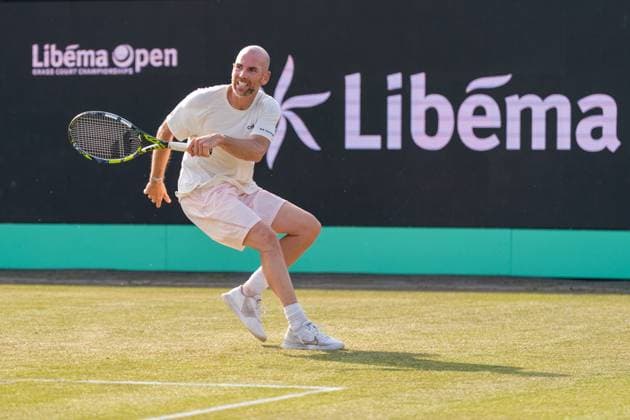 2025-06-12 2025 Libema Open Grass Court Championships Autotron ROSMALEN, NETHERLANDS - JUNE 12: Adrian Mannarino of France during the 2025 Libema Open Grass Court Championships at Autotron on June 12, 2025 in Rosmalen, Netherlands. Rosmalen Autotron Netherlands Content not available for redistribution in The Netherlands directly or indirectly through any third parties. Copyright: xMarleenxFouchierx