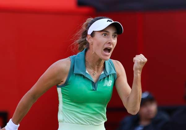 12th June 2025; HSBC Championships, Queen s Club, West Kensington, London, England: HSBC Womens Championships Queens Club, Day 4; McCartney Kessier (USA) shows emotion during the match against Qinwen Zhang (CHN)  ActionPlus12800471 HongboxChen