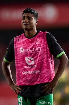 June 12, 2025, Miranda De Ebro, Burgos, Spain: Jeremy Arevalo of Real Racing Club de Santander reacts during the LaLiga Hypermotion match between CD Mirandes and Racing Santander at Anduva on June 12, 2025, in Miranda de Ebro, Spain. Miranda De Ebro Spain - ZUMAa181 20250612_zaa_a181_087 Copyright: xRicardoxLarreinax