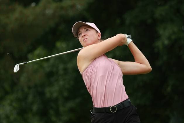 Meijer LPGA, Golf Damen Classic BELMONT, MICHIGAN-JUNE 12: Polly Mack of Germany plays her tee shot on the 11th hole during the first round of the Meijer LPGA Classic for Simply Give golf tournament at Blythefield Country Club in Belmont, MI, USA Thursday, June 12, 2025. Belmont Michigan United States  Copyright: xJorgexLemusx originalFilename:lemus-meijerlp250612_npqXQ.jpg
